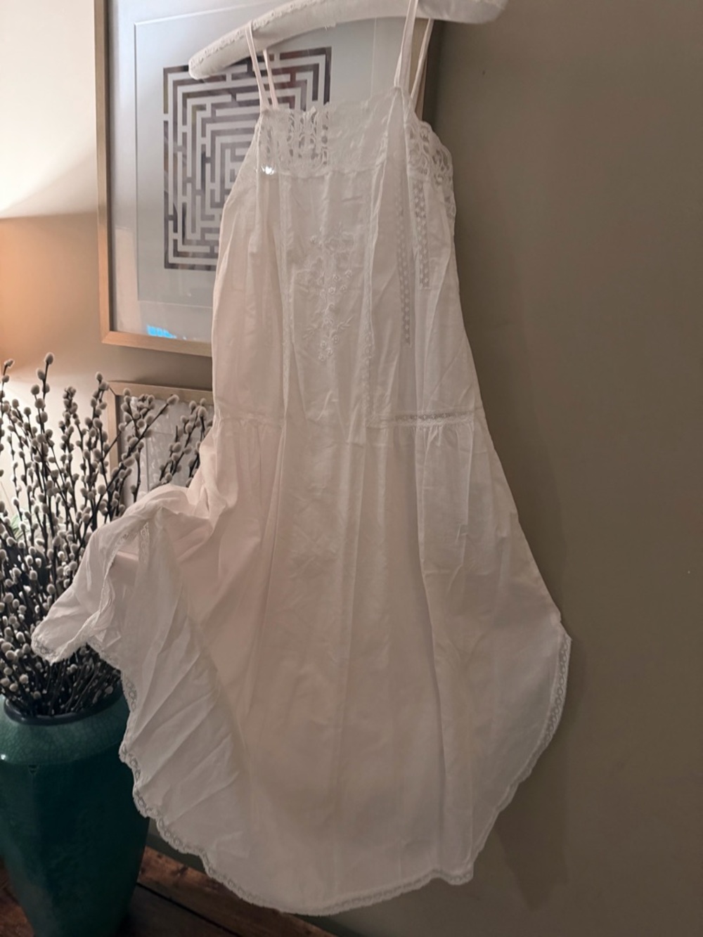 Vintage Sara Beth Lace Trim dress in Pale Pink